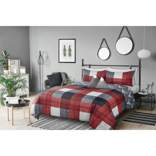 Woven Reversible/Comforter 3 Piece Set Double/Queen Winter Plaid