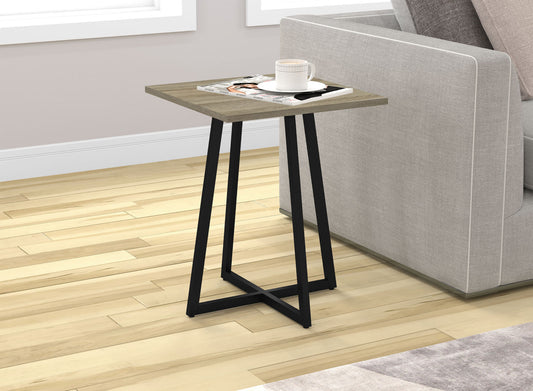 End Accent Table Square Dark Taupe Black Metal