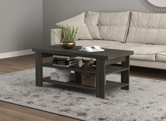 Coffee Table Dark Grey 3 Shelves