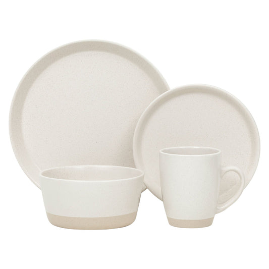 Dinnerware Set 16 Piece 2 Tone  Cream, Service for 4