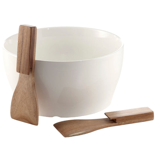 Salad Set Bowl With Acacia Servers