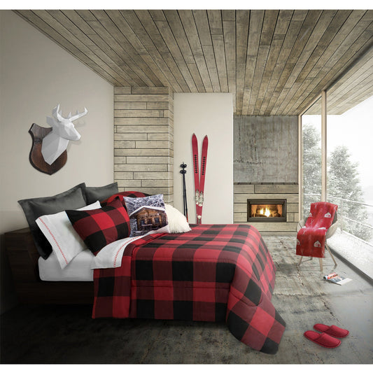 Comforter Bedding Set 2 Piece Buffalo Plaid Red/Black, Twin