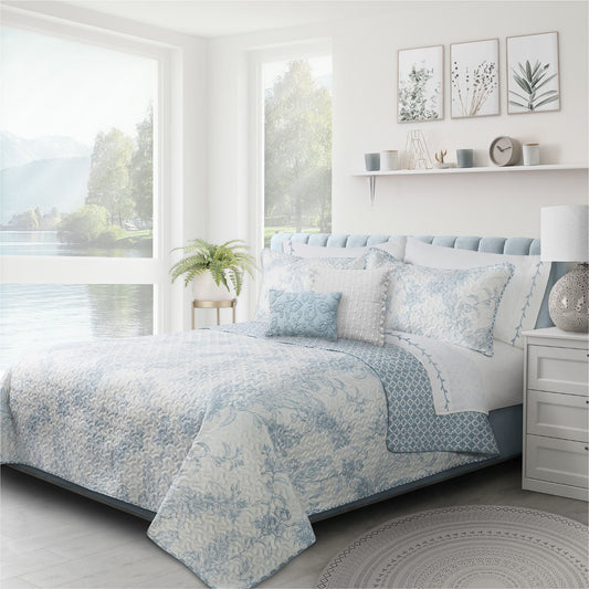 Quilt Bedding Set Woven 2 Piece Set Twin Transitions Dream Blue