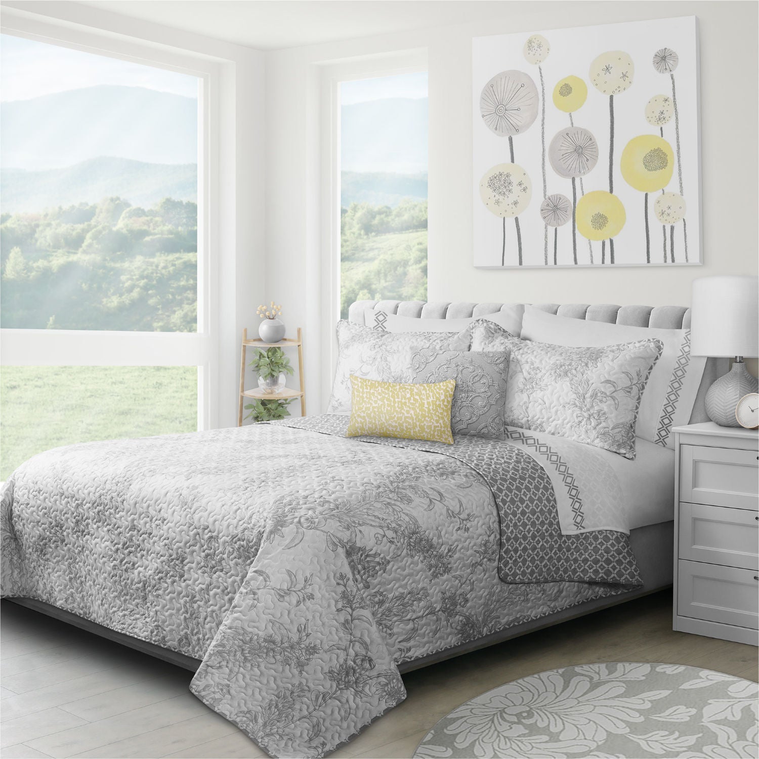 Quilt Bedding Set Woven 3 Piece Set Double/Queen Transitions Alloy