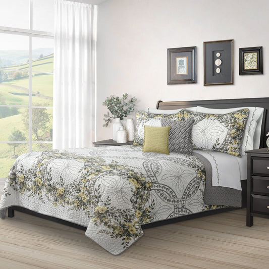 Quilt Bedding Set Woven 3 Piece Set Double/Queen Forever Yellow