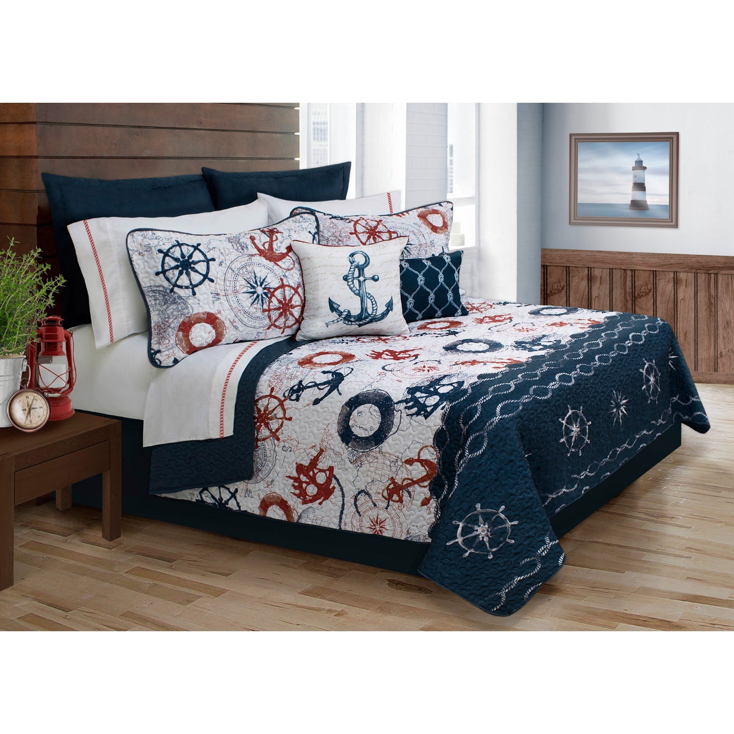 Quilt Bedding Set 4Pc Bay Harbour Twin Navy