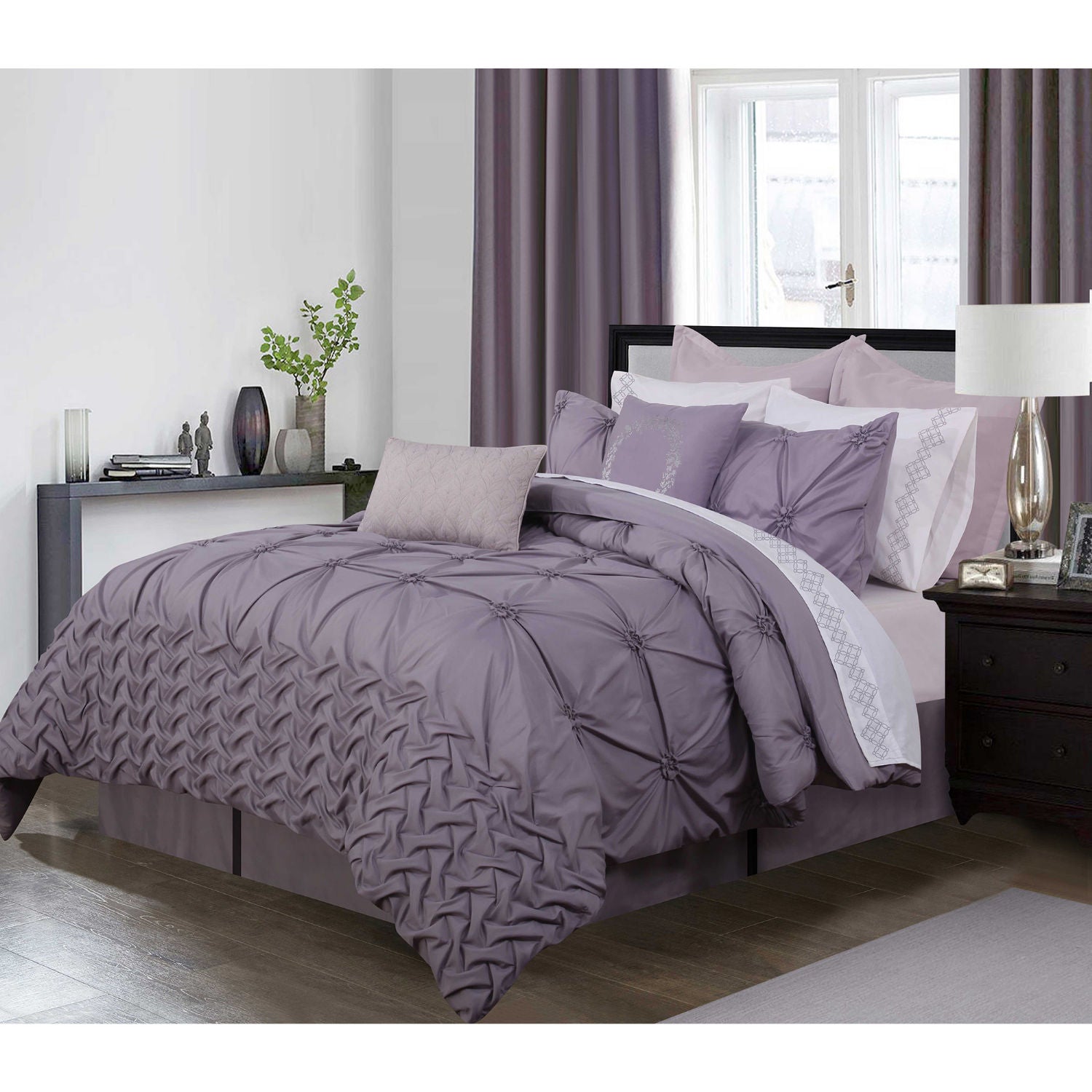 Comforter Bedding Set Manoir 6Pc D Plum