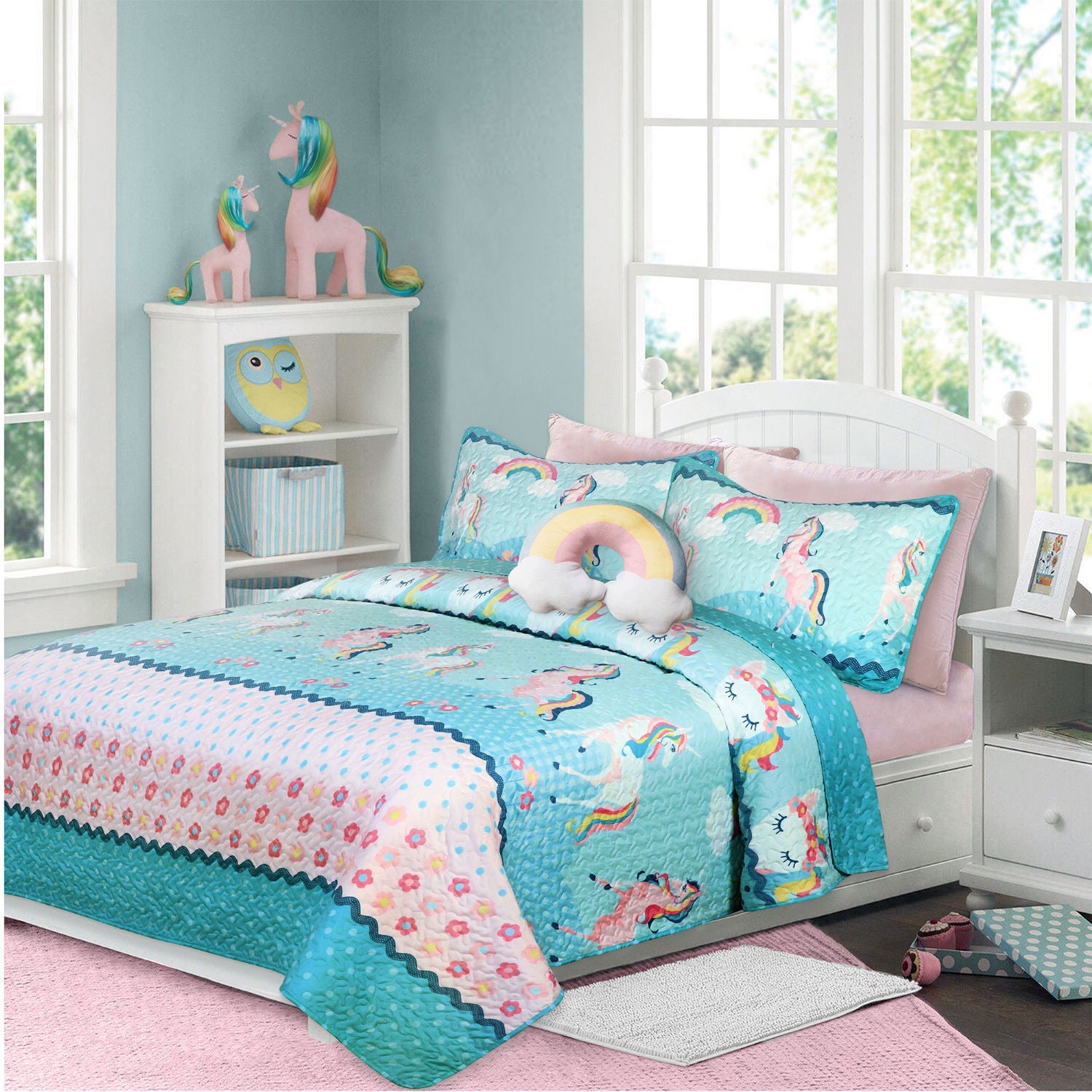 Quilt 2 Piece Set Twin Rainbow