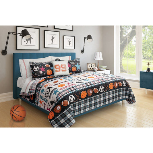 Quilt 2 Piece Set Twin All Star Black