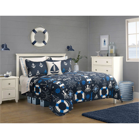 Quilt 3 Piece Set Double/Queen Nautical