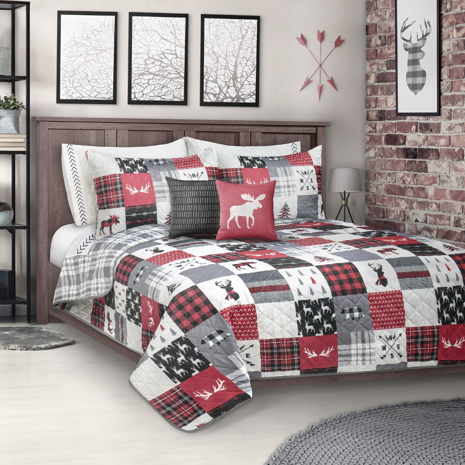 Woven Printed Quilt Bedding Set 3 Piece Double/Queen -Patchwork