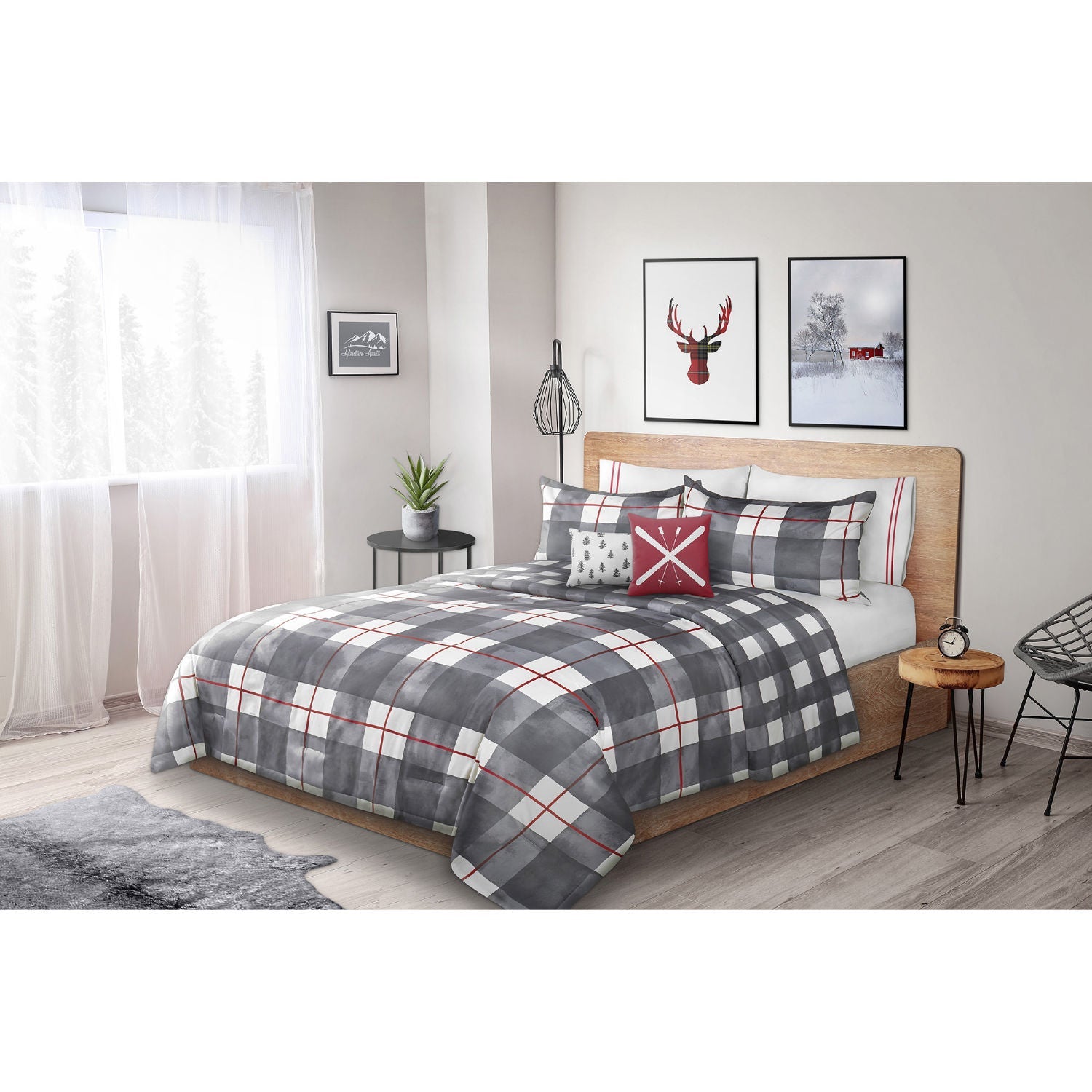 Woven Reversible/Comforter 3 Piece Set Double/Queen Watercolour Plaid