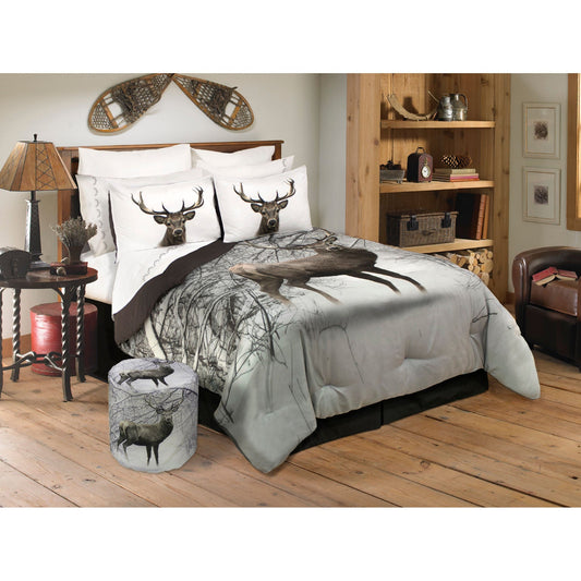 Comforter 3 Piece Set Double/Queen Deer In Snowy Forest