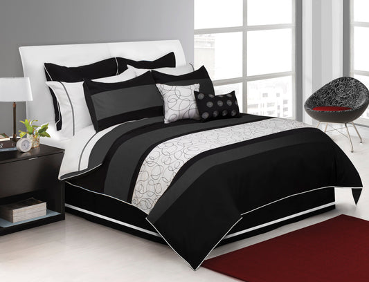 Comforter 8Pcs Neptune Queen Black