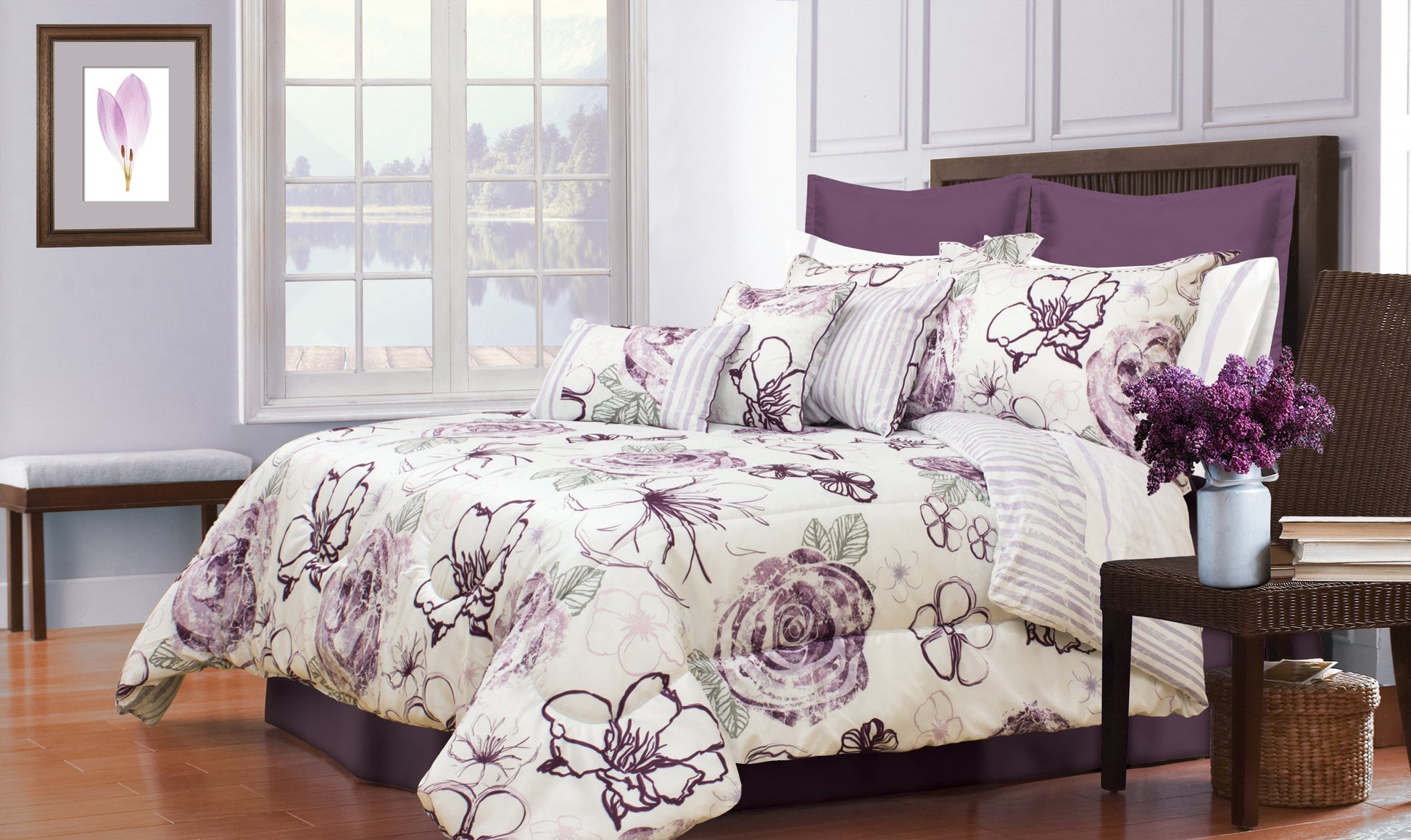 Comforter Angelica 5 Piece Twin Purple