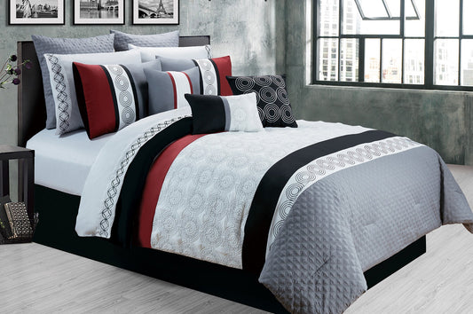 Microfiber 7 Piece Comforter Bedding Set King 104X92 Bistro Grey