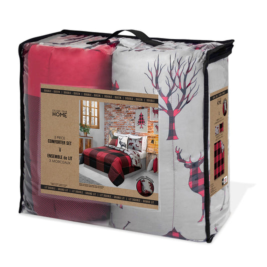 Comforter 3 Piece Set King Printed Buffalo Paid