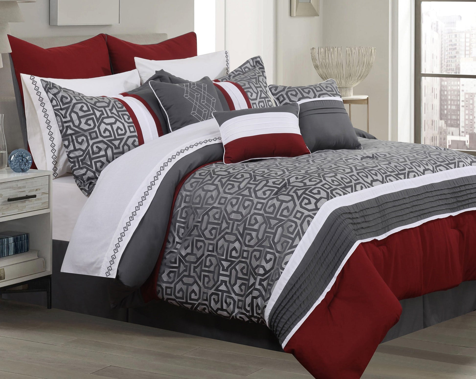 Comforter 7 Piece Set Sumatra D Charcoal