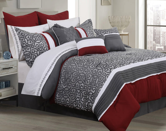 Comforter 7 Piece Set Sumatra Queen Charcoal