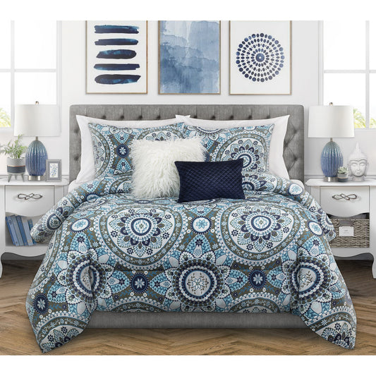 Wov Printed Microfiber Comforter Bedding Set 5 Piece Double/Queen Katrina