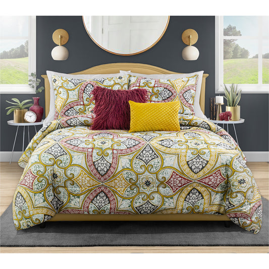 Wov Printed Microfiber Comforter Bedding Set 5 Piece Double/Queen Kentville