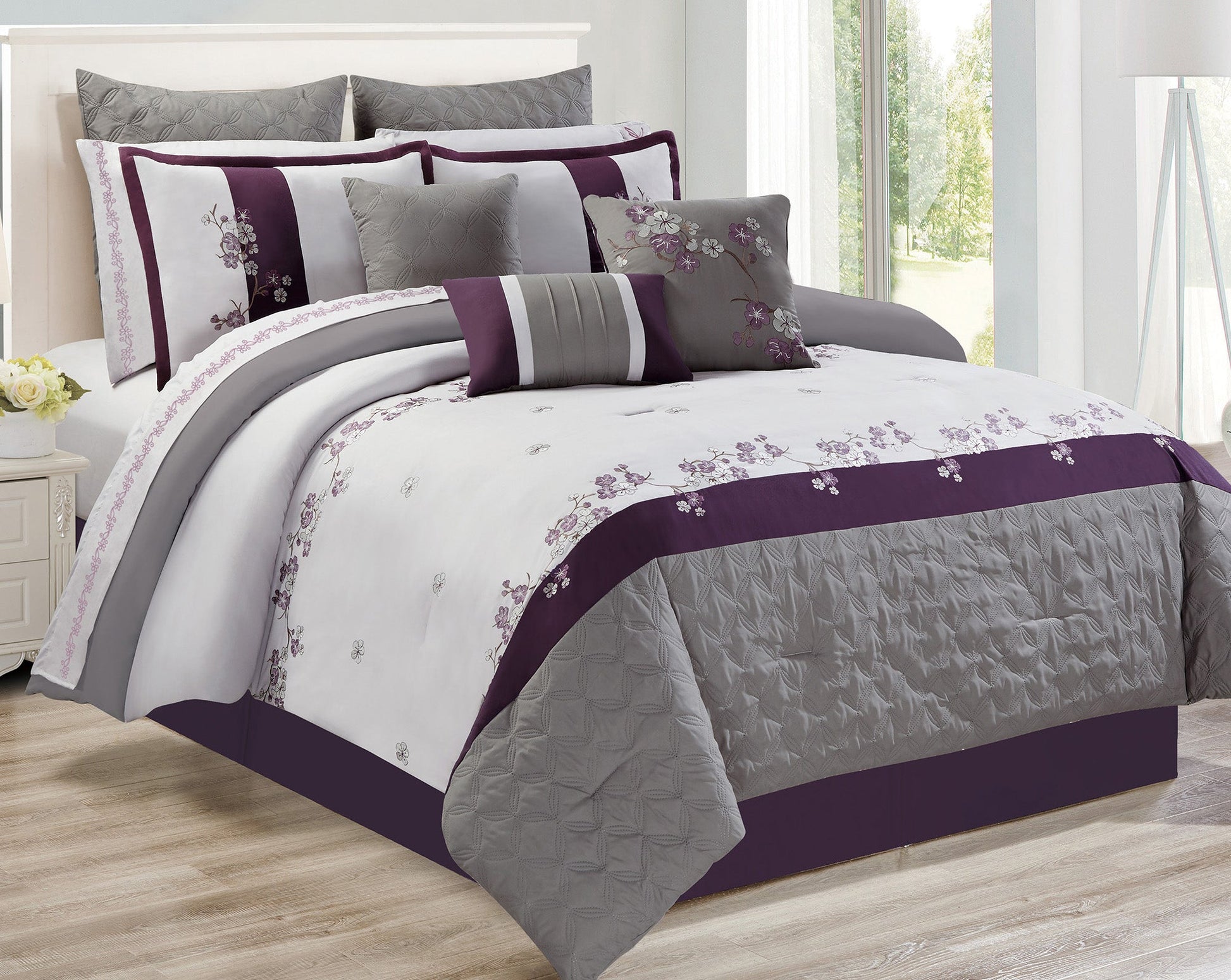 Comforter 7 Piece Adina Set D Plum