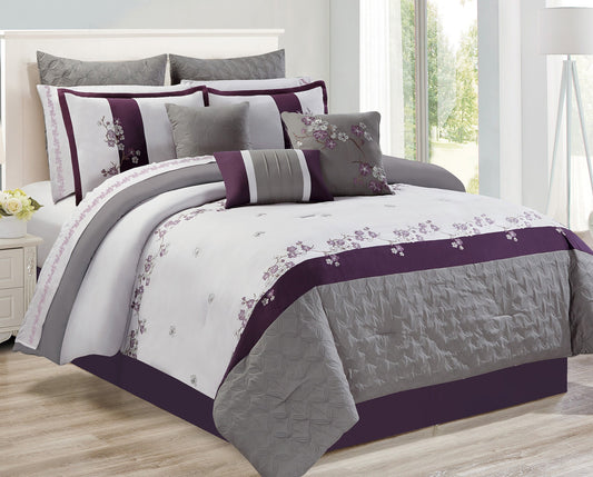 Comforter 7 Piece Adina Set King Plum