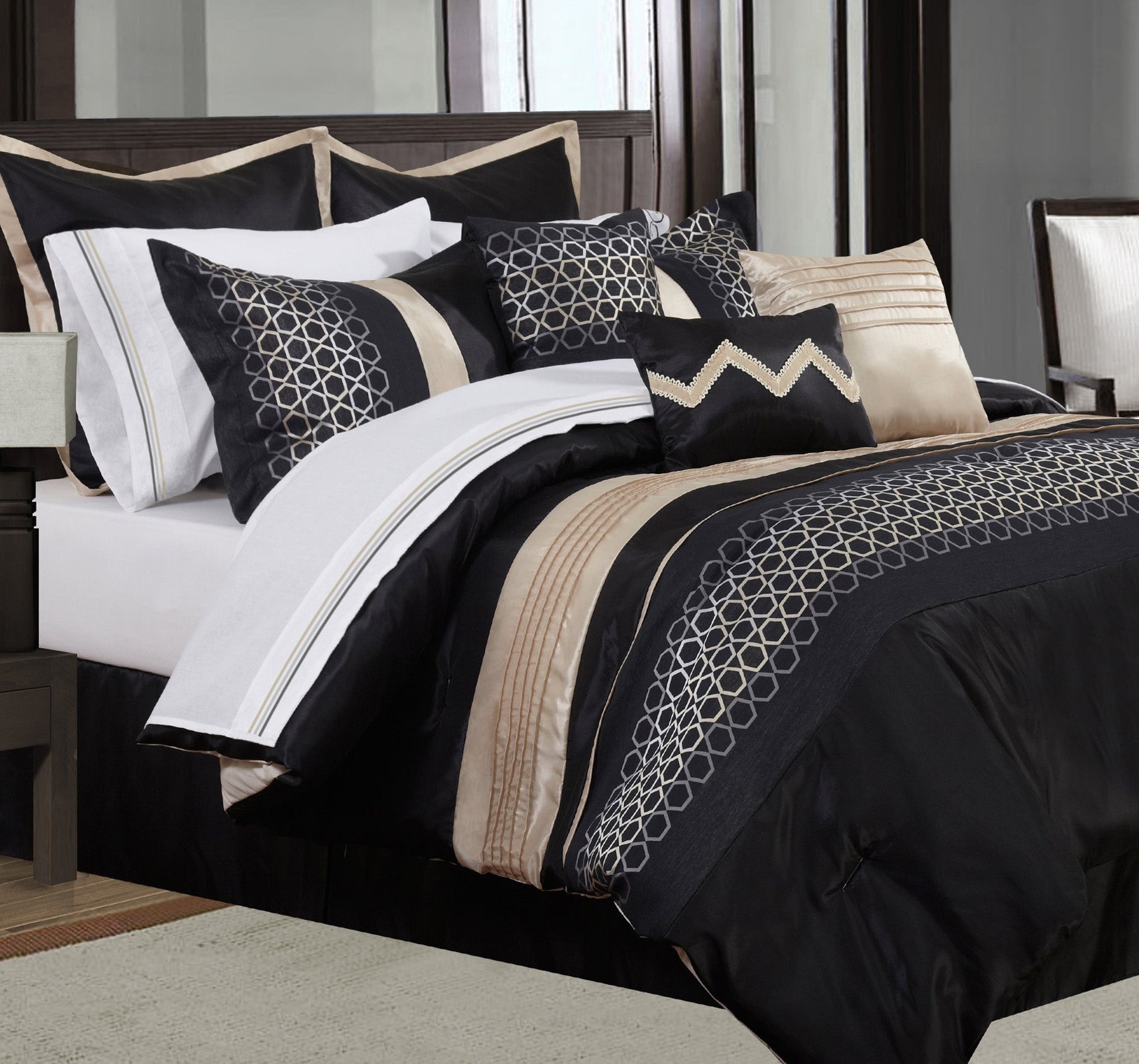 Comforter 7 Piece Set Cavali Queen Black