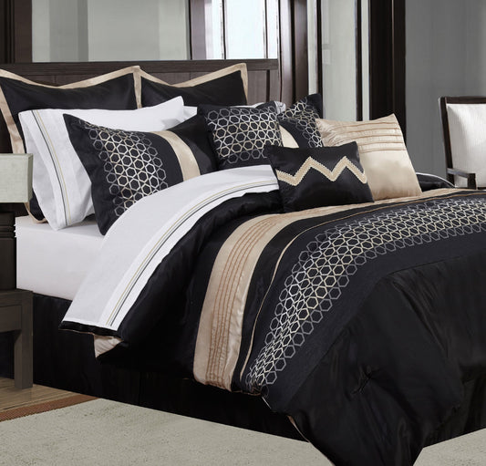 Comforter 7 Piece Set Cavali King Black