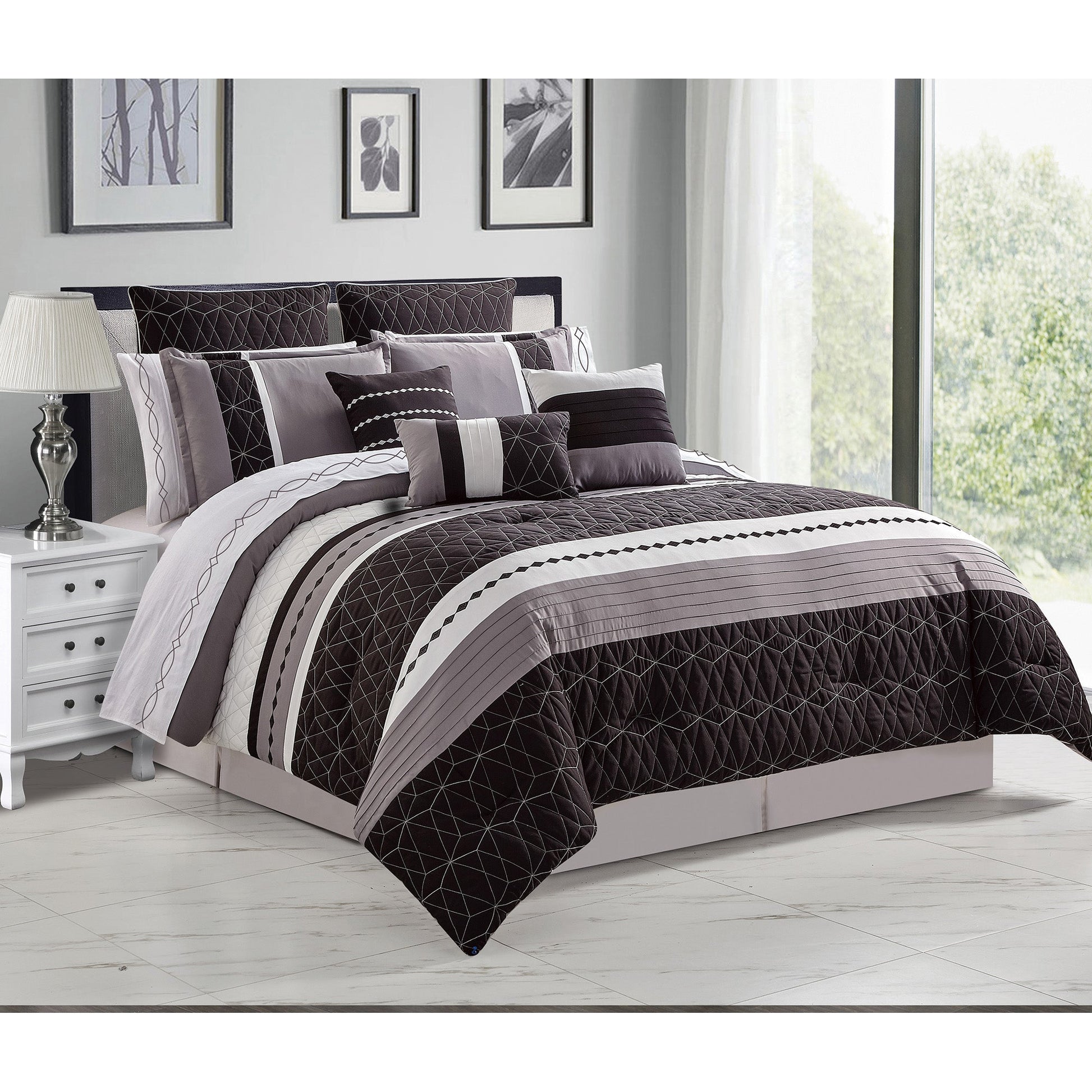 Woven Comforter Bedding Set 7Pcs D Axis