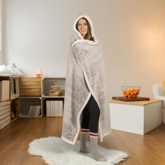 Super Soft Knit Hooded Blanket Throw Home Decor Bedding Sherpa 48x65 Charcoal