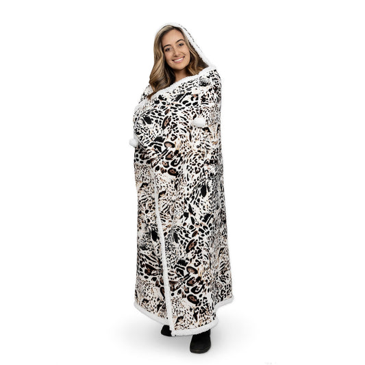 Super Soft Hooded Flannel Blanket Throw Home Decor Bedding 48X65 Leopard