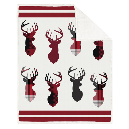 Super Soft Printed Blanket Throw Sherpa Home Decor Bedding 48X60 Knit Deer Shield