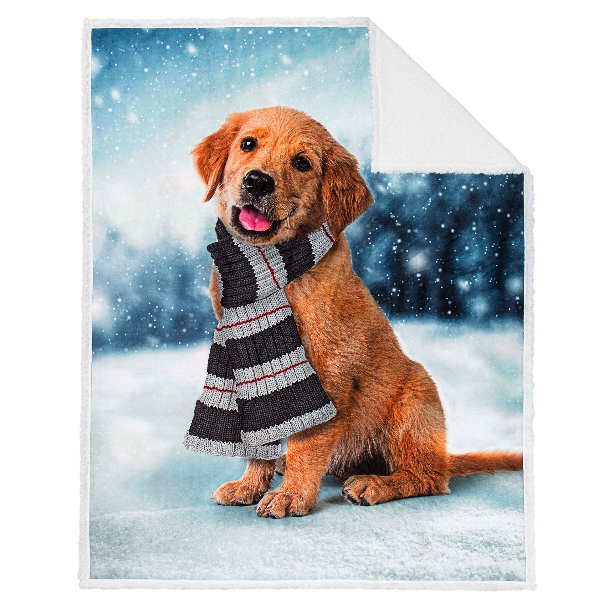 Super Soft Photoreal Reversible Blanket Throw Sherpa Home Decor Bedding 48X60 Scarf Puppy