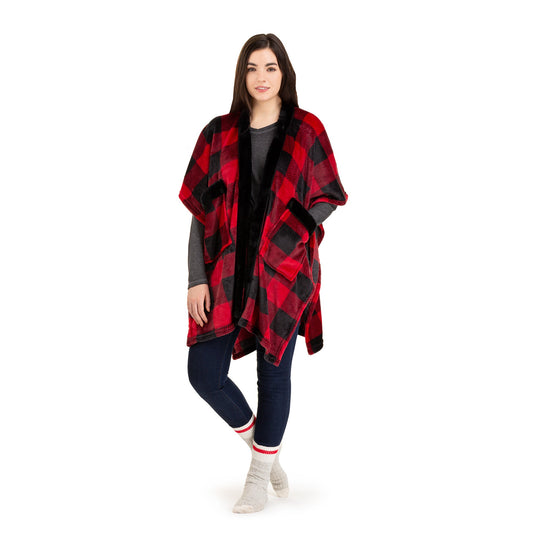 Super Soft Knit Tranquility Blanket Throw Sherpa Home Decor Bedding 38X68 Red/Black Plaid