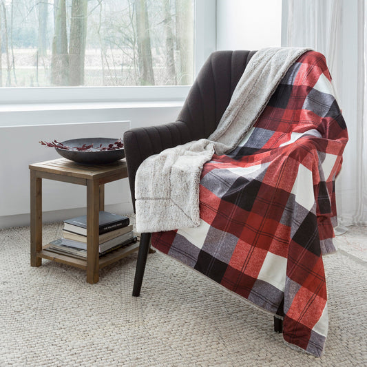 Super Soft Faux Fur Reversible Blanket Throw Sherpa Home Decor Bedding 48X60 Winter Plaid