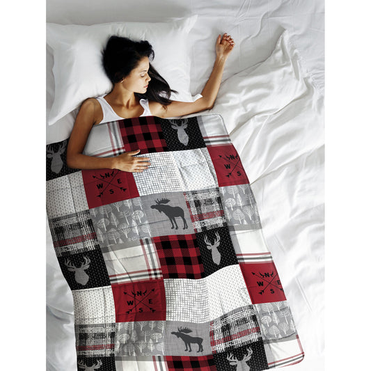 Super Soft Woven Weighted Blanket Throw Home Decor Bedding 40X60 Forest Patchwork