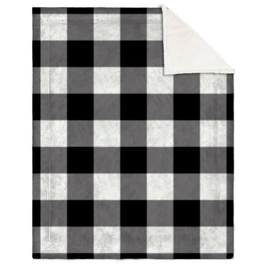 Super Soft Faux Fur Sherpa Blanket Throw Home Decor Bedding 48X60 Black And White Buffalo Plaid