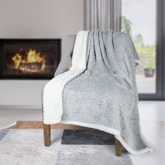 Super Soft Knit Reversible Sherpa Blanket Throw Home Decor Bedding 48X60 Light Grey