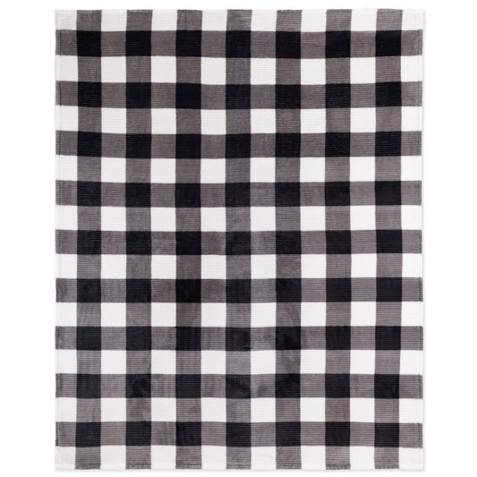 Super Soft Ribbed Flannel Blanket Throw Home Decor Bedding 48X60 White Plaid