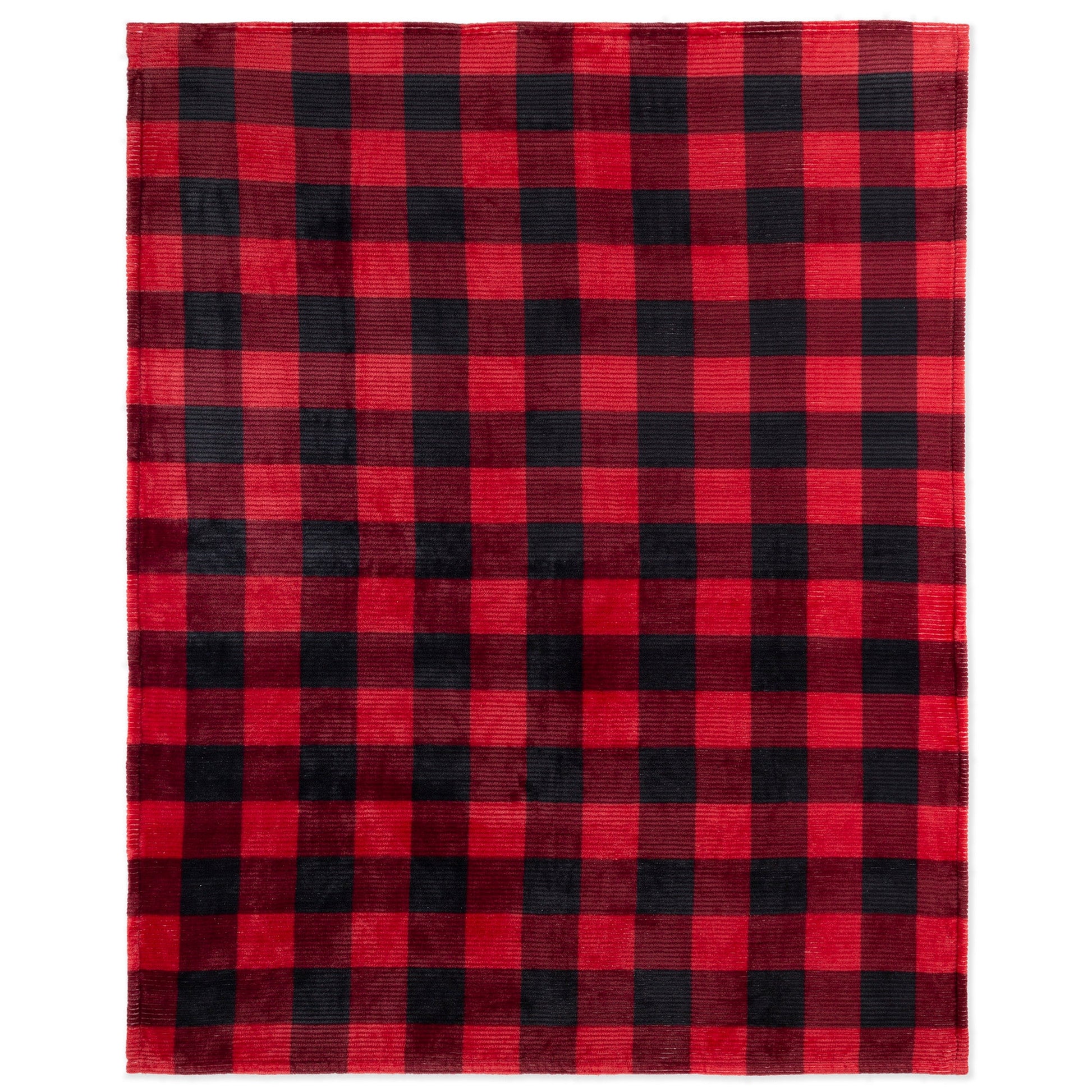 Super Soft Ribbed Flannel Blanket Throw Home Decor Bedding 48X60 Red Plaid