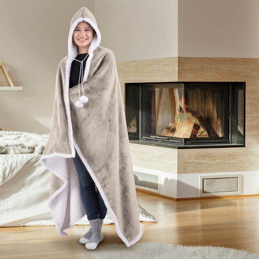 Super Soft Hooded Blanket Throw Home Decor Bedding 51X71 Pumice Stone