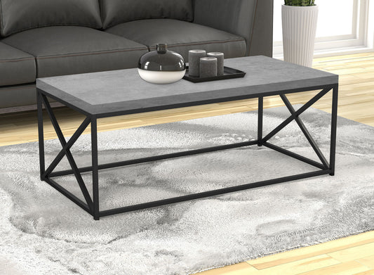 Coffee Table Grey Cement Black Metal