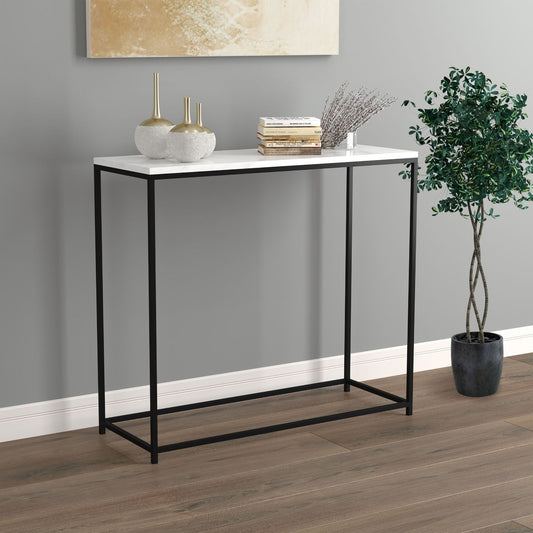 Console Sofa Table Marble Black Metal