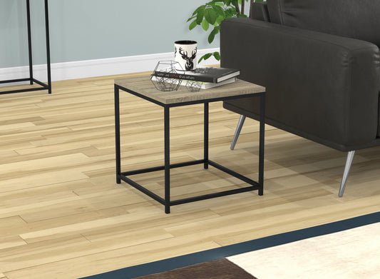 End Accent Table Square Dark Taupe Black Metal