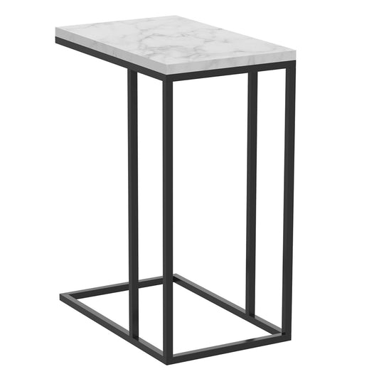 End Accent Table C-Shaped Marble Black Metal