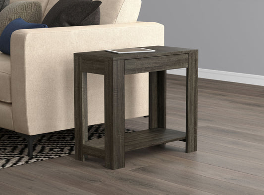 End Accent Table Dark Grey Wood 1 Drawer 1 Shelf