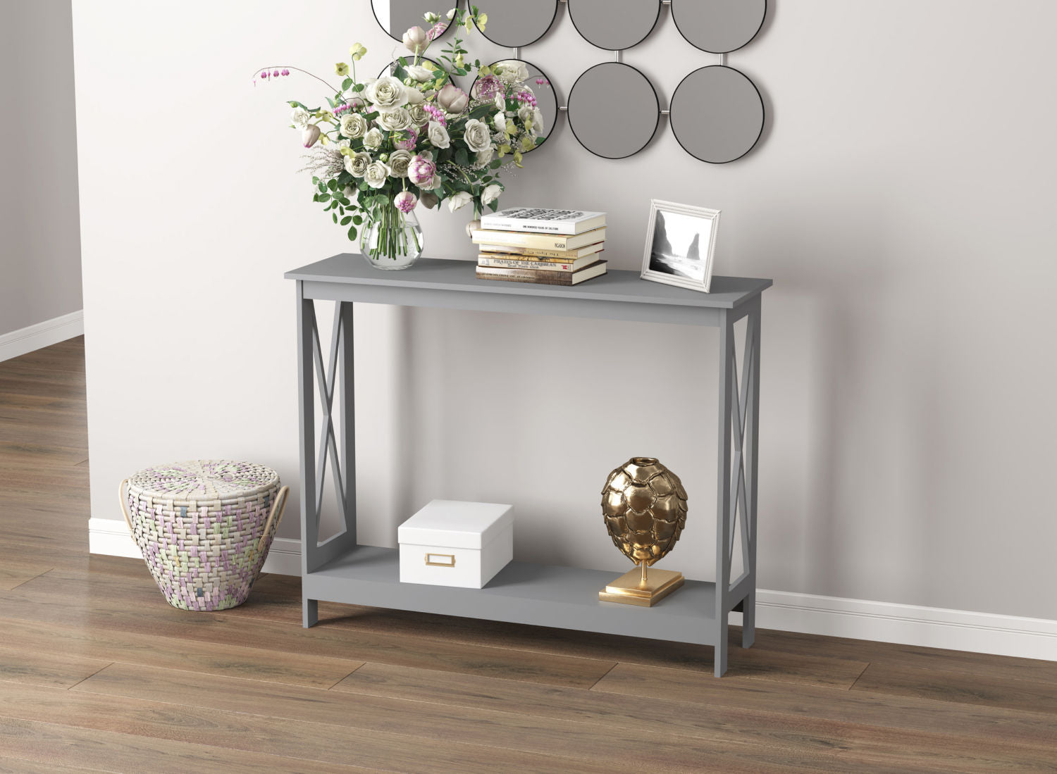 Console Sofa Table Light Grey 1 Shelf