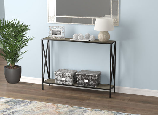 Console Sofa Table Dark Taupe 1 Shelf Black Metal