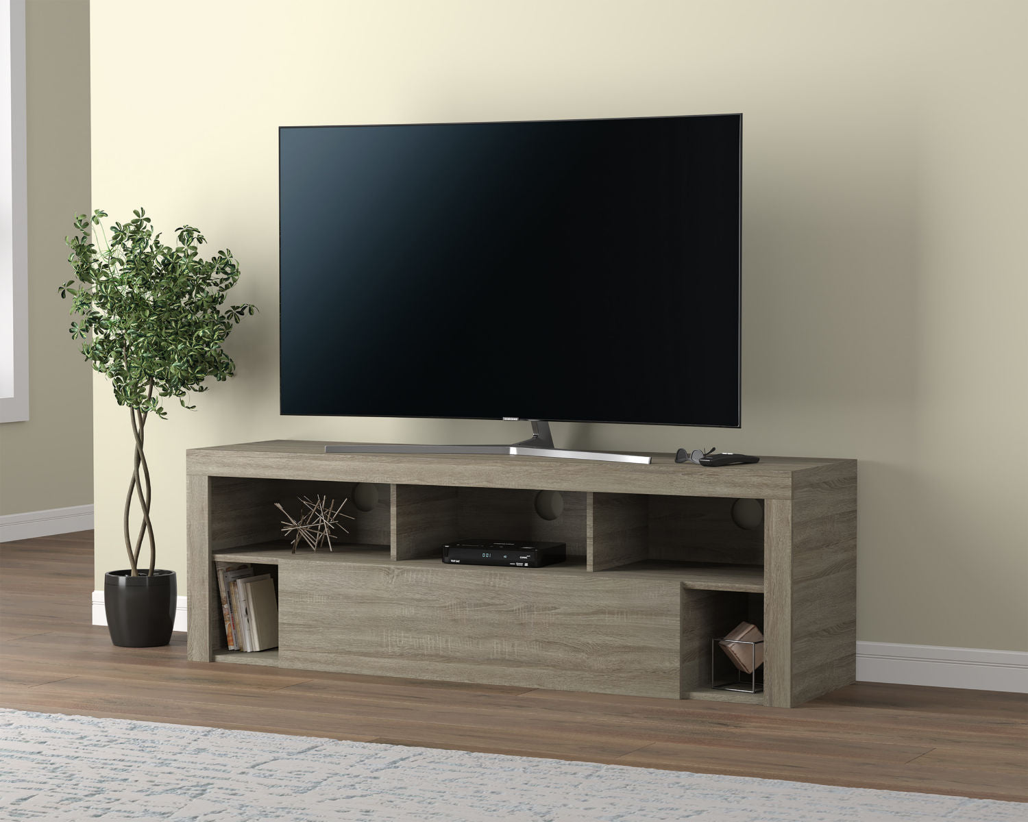 Tv Stand Dark Taupe 1 Big Drawer 5 Shelves